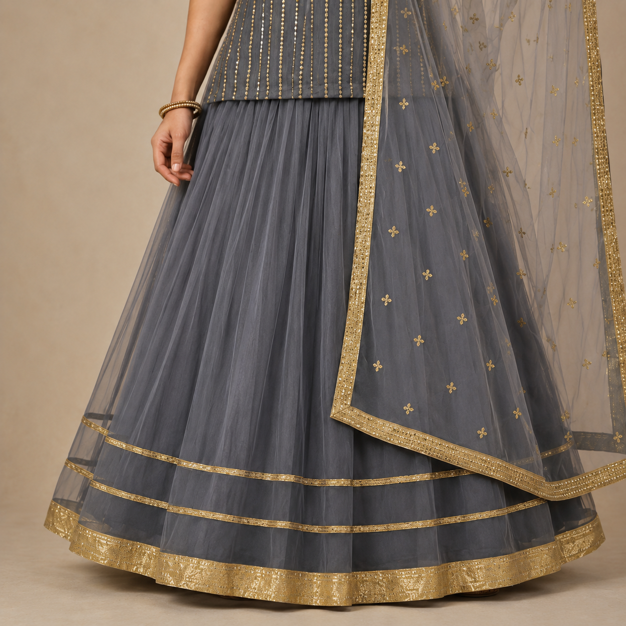 Steel Grace Embellished Lehenga Set