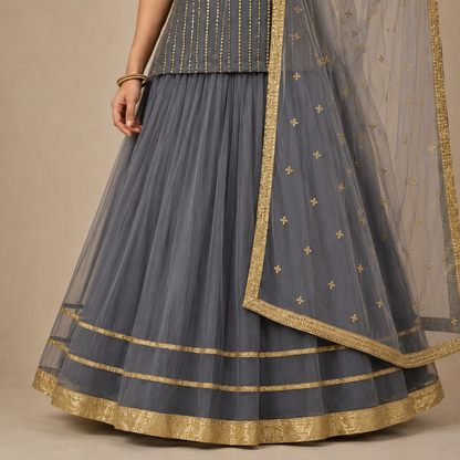Steel Grace Embellished Lehenga Set