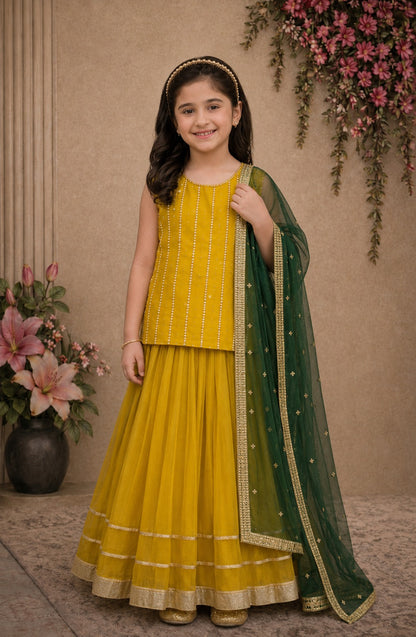 Mustard Pearl Grace Lehenga Set