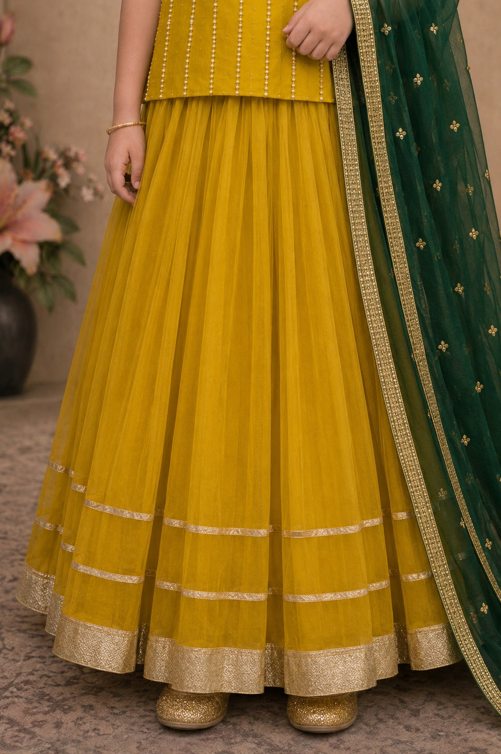 Mustard Pearl Grace Lehenga Set
