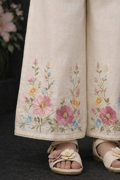 Tulip Pink Chiffon Kurti with Floral Palazzo