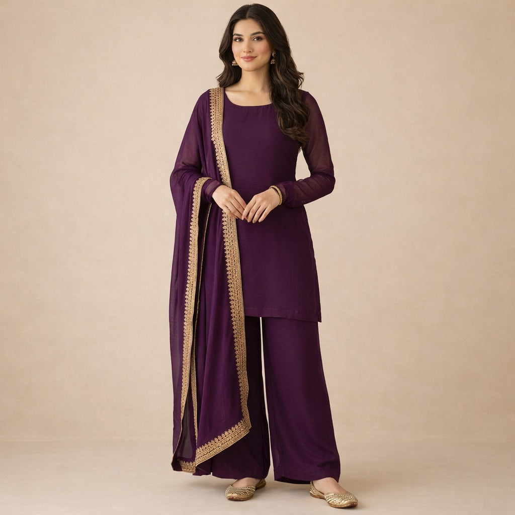 Amethyst Grace Crepe Silk Suit Set