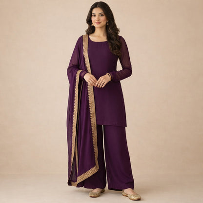 Amethyst Grace Crepe Silk Suit Set