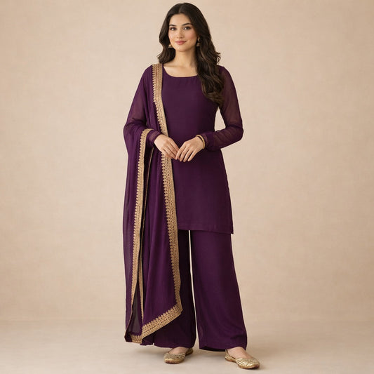 Amethyst Grace Crepe Silk Suit Set