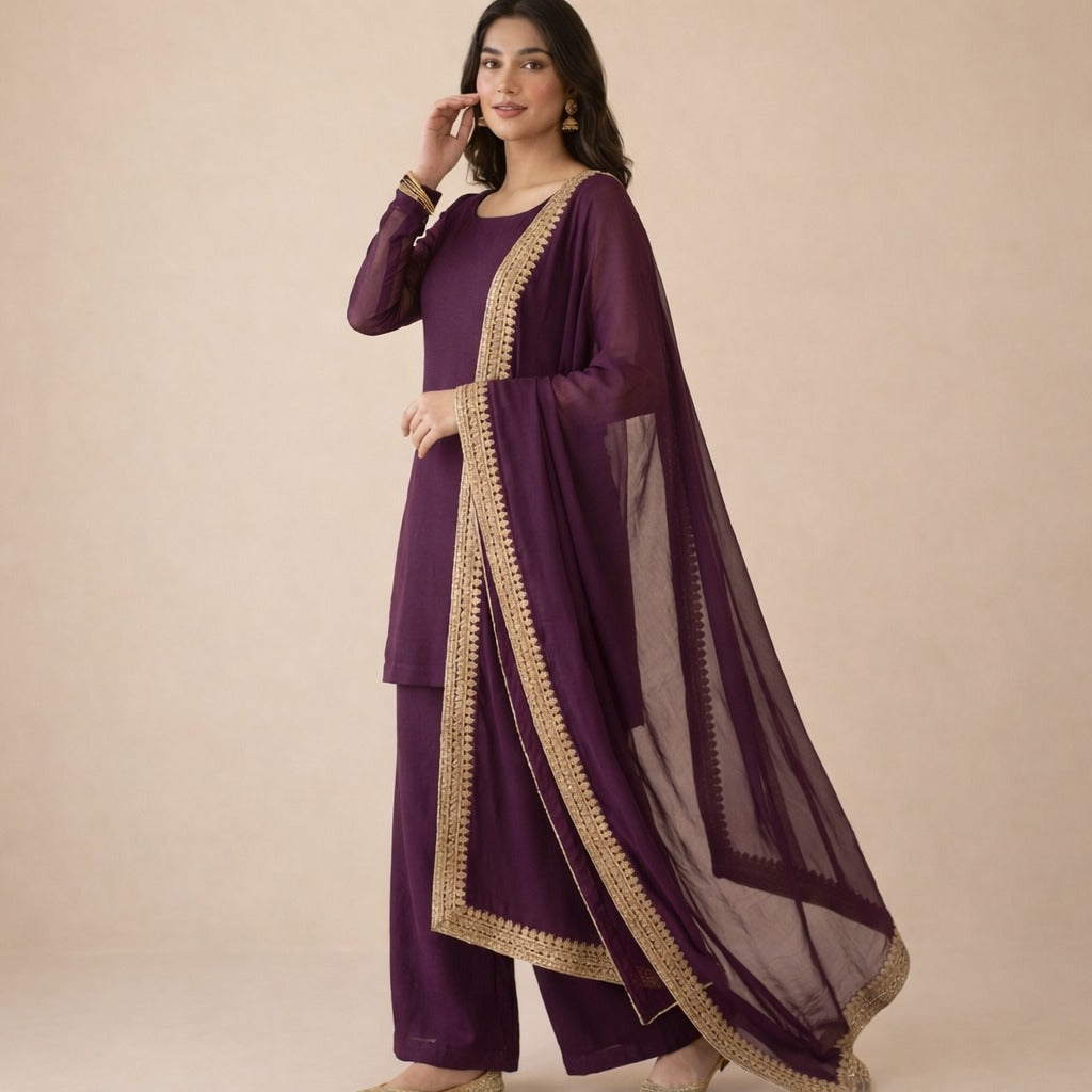 Amethyst Grace Crepe Silk Suit Set