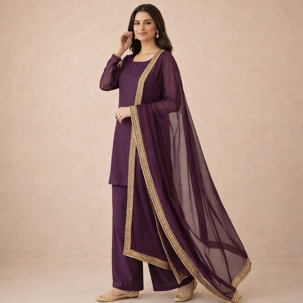 Amethyst Grace Crepe Silk Suit Set