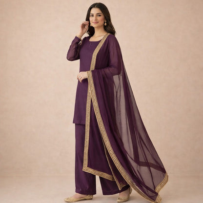 Amethyst Grace Crepe Silk Suit Set