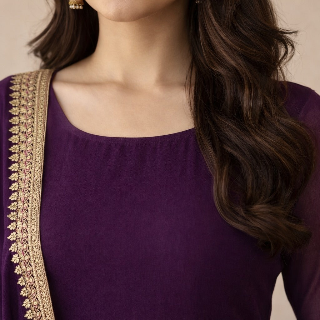 Amethyst Grace Crepe Silk Suit Set
