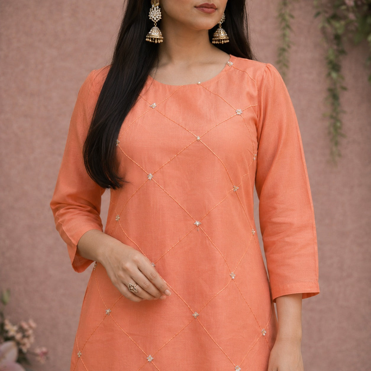 Peach Blossom Elegance Cotton Suit