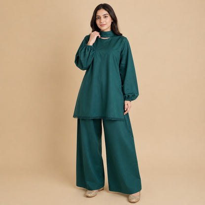 Emerald Green Cotton Co-Ord Set – 2 Piece