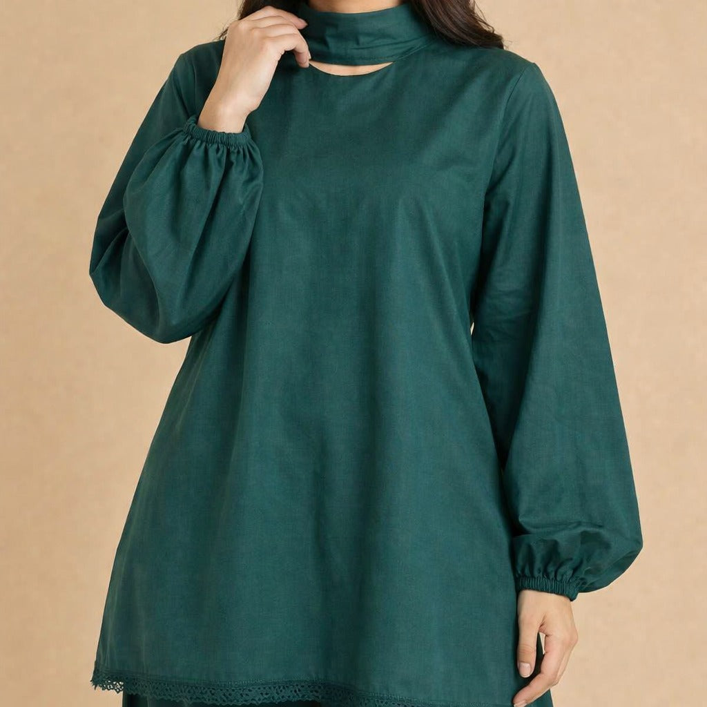 Emerald Green Cotton Co-Ord Set – 2 Piece