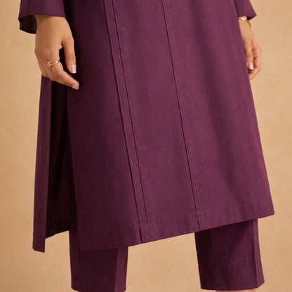 Plum Grace – Minimalist Button-Detail Kurta Set