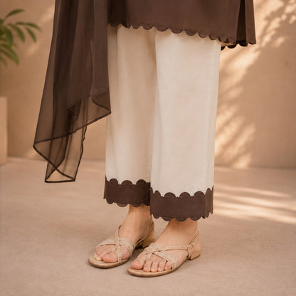Cocoa Elegance 3-Piece Cotton Suit