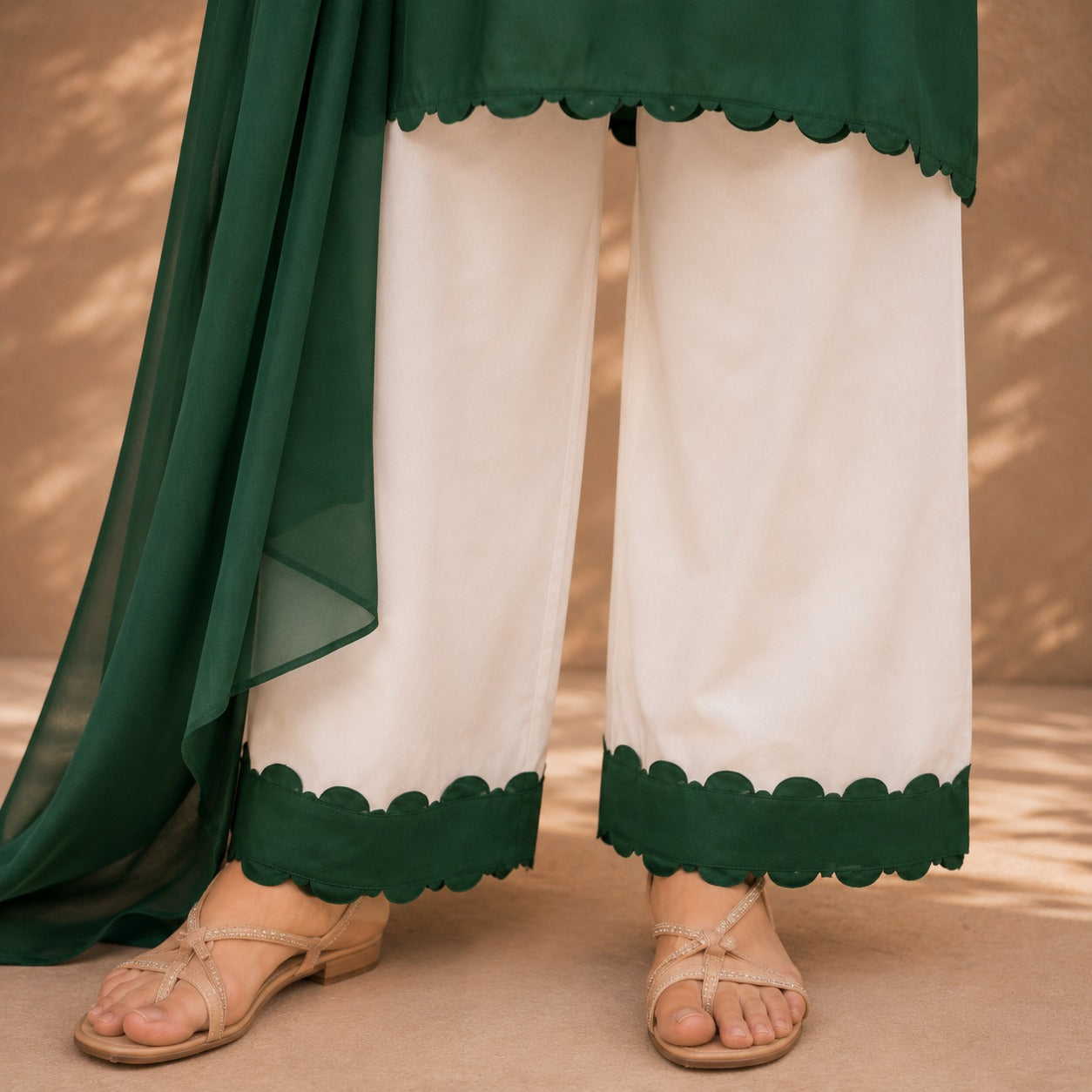 Emerald Serenity 3-Piece Cotton Suit
