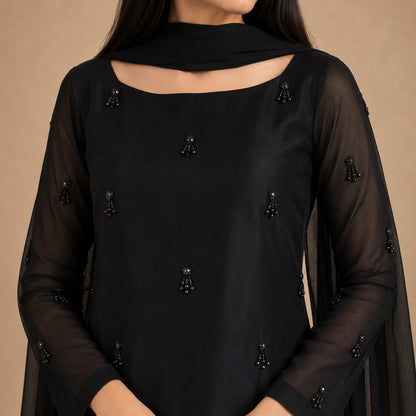 Noir Grace Embellished Sharara Set