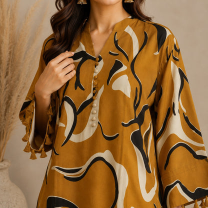 Mustard Mirage Cotton Kurta