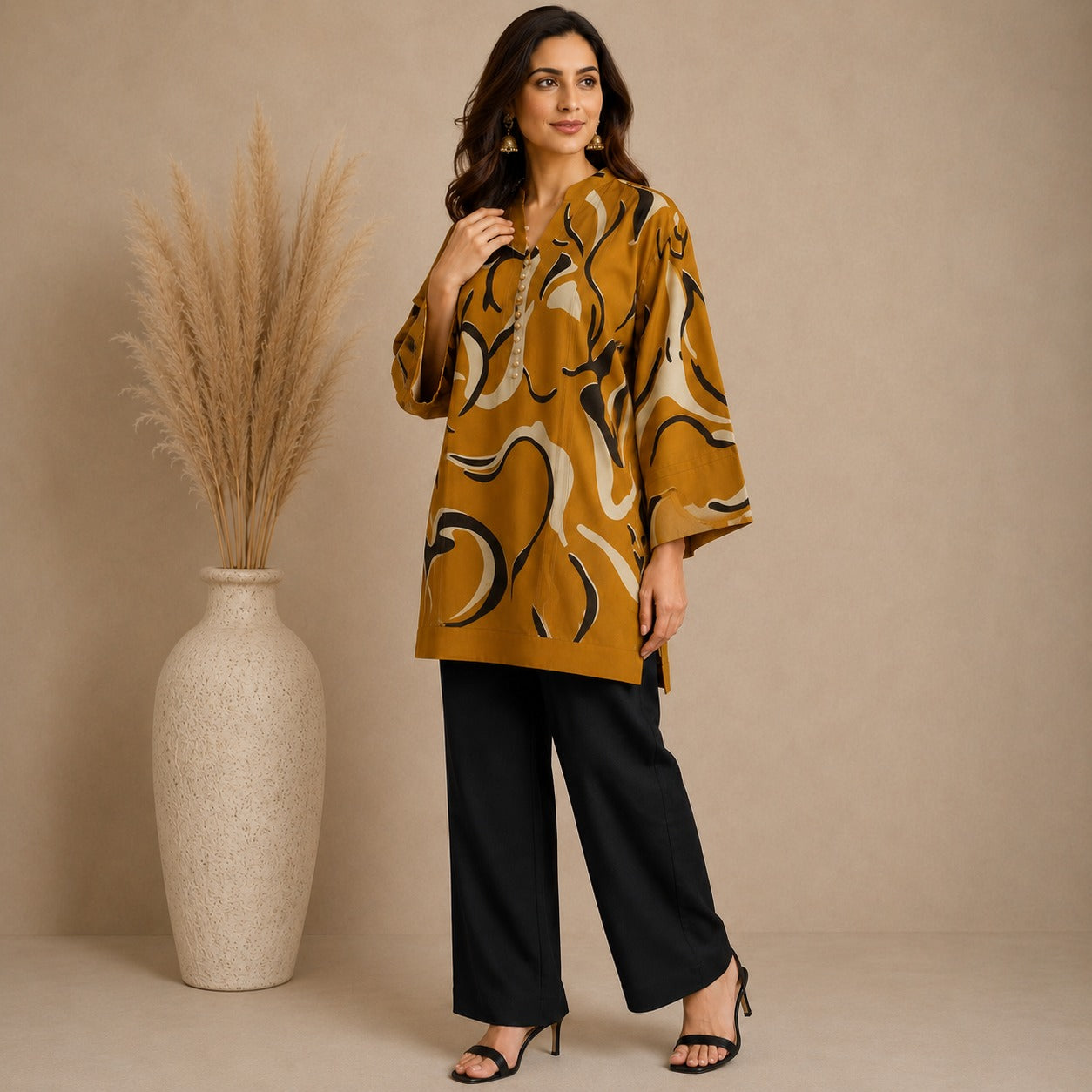 Mustard Mirage Cotton Kurta
