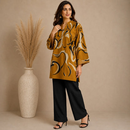 Mustard Mirage Cotton Kurta