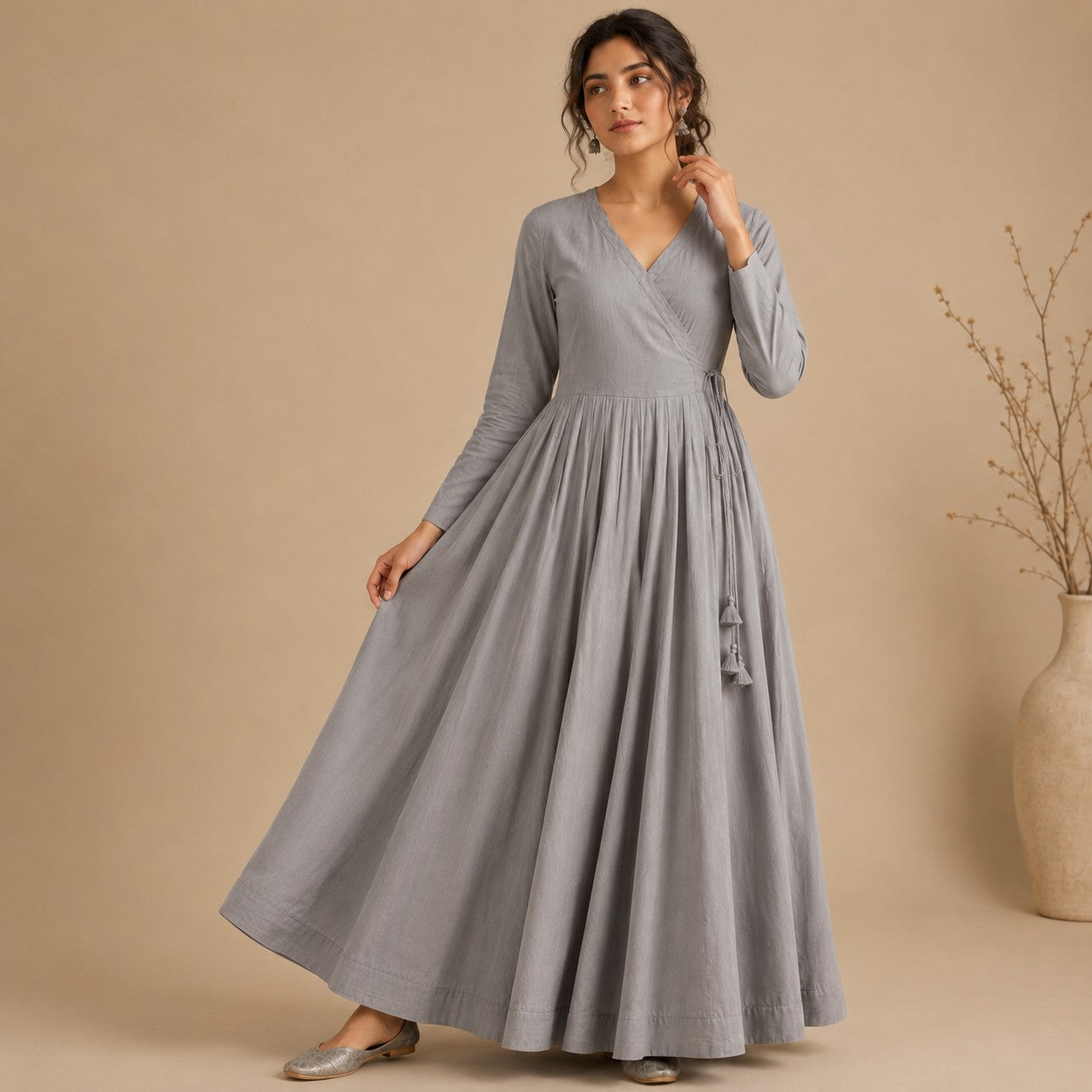 Silver Mist 2 PC Angrakha Frock