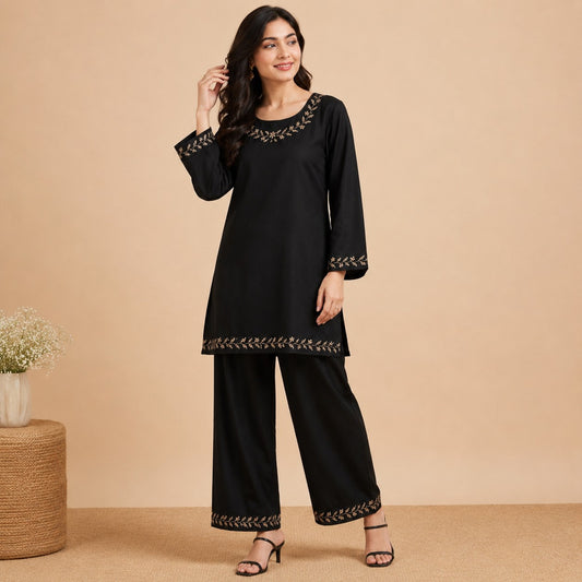 Midnight Embroidered Cotton Kurta Set