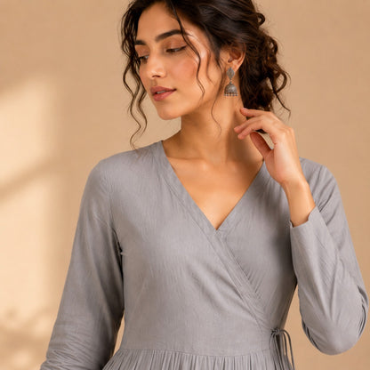 Silver Mist 2 PC Angrakha Frock