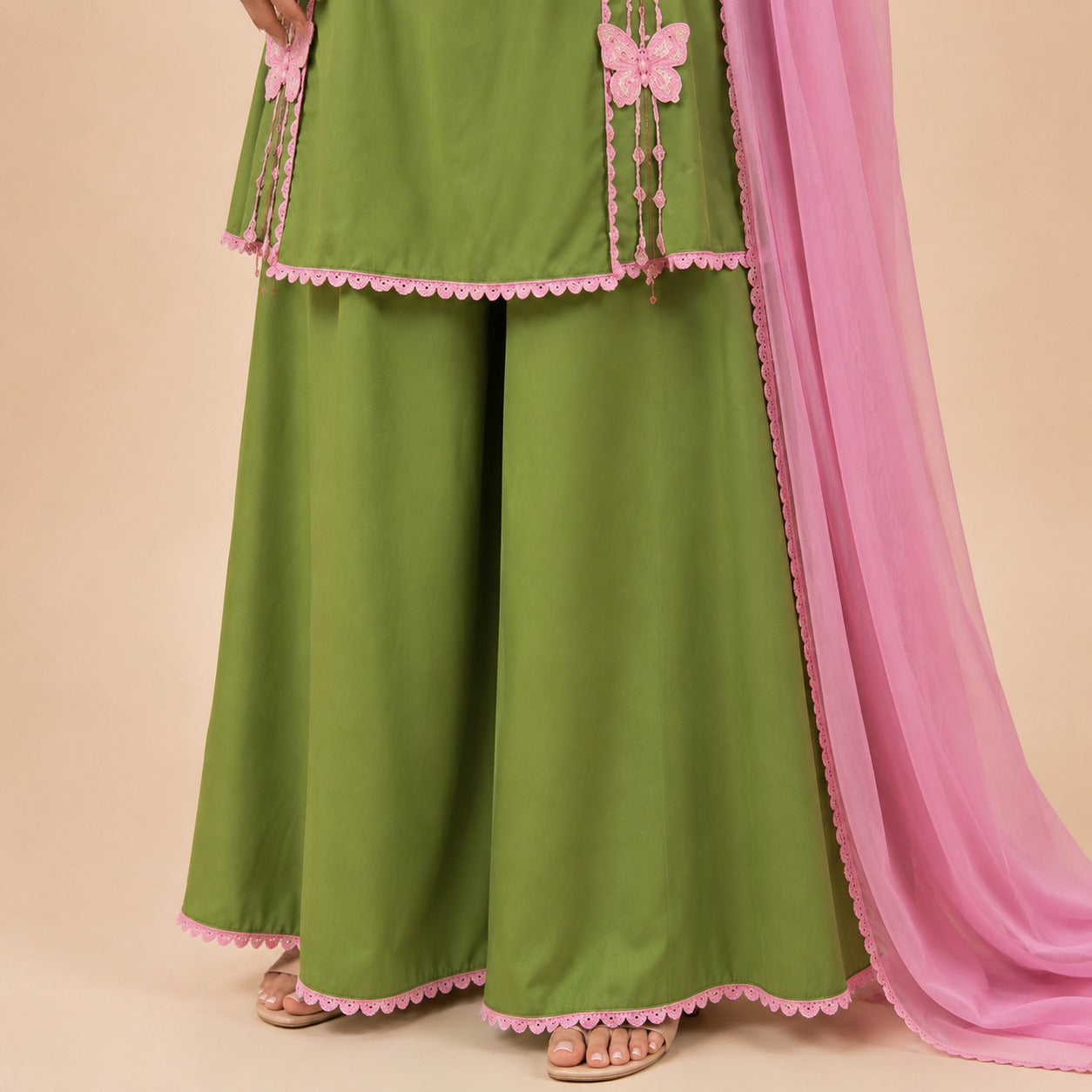 Olive Blossom Pink Cotton Suit