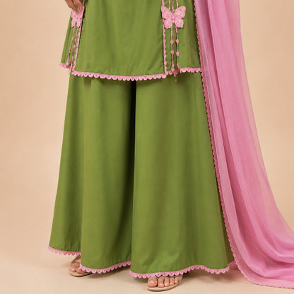 Olive Blossom Pink Cotton Suit