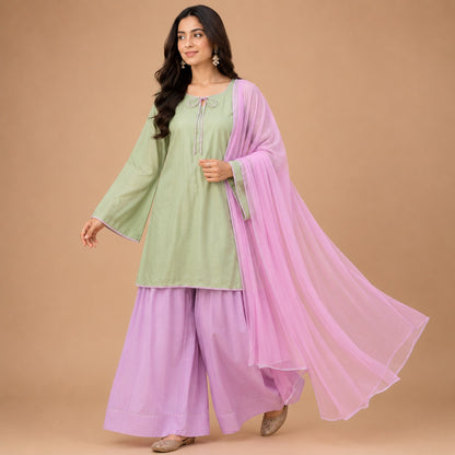 Sage Blossom Cotton Sharara Set