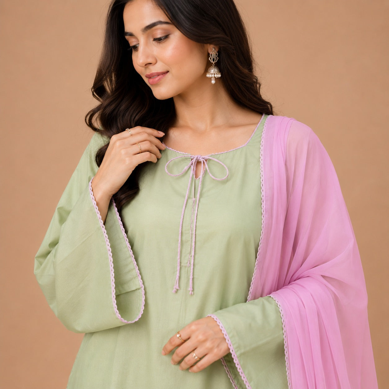 Sage Blossom Cotton Sharara Set