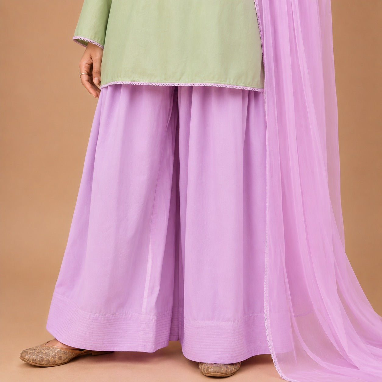 Sage Blossom Cotton Sharara Set