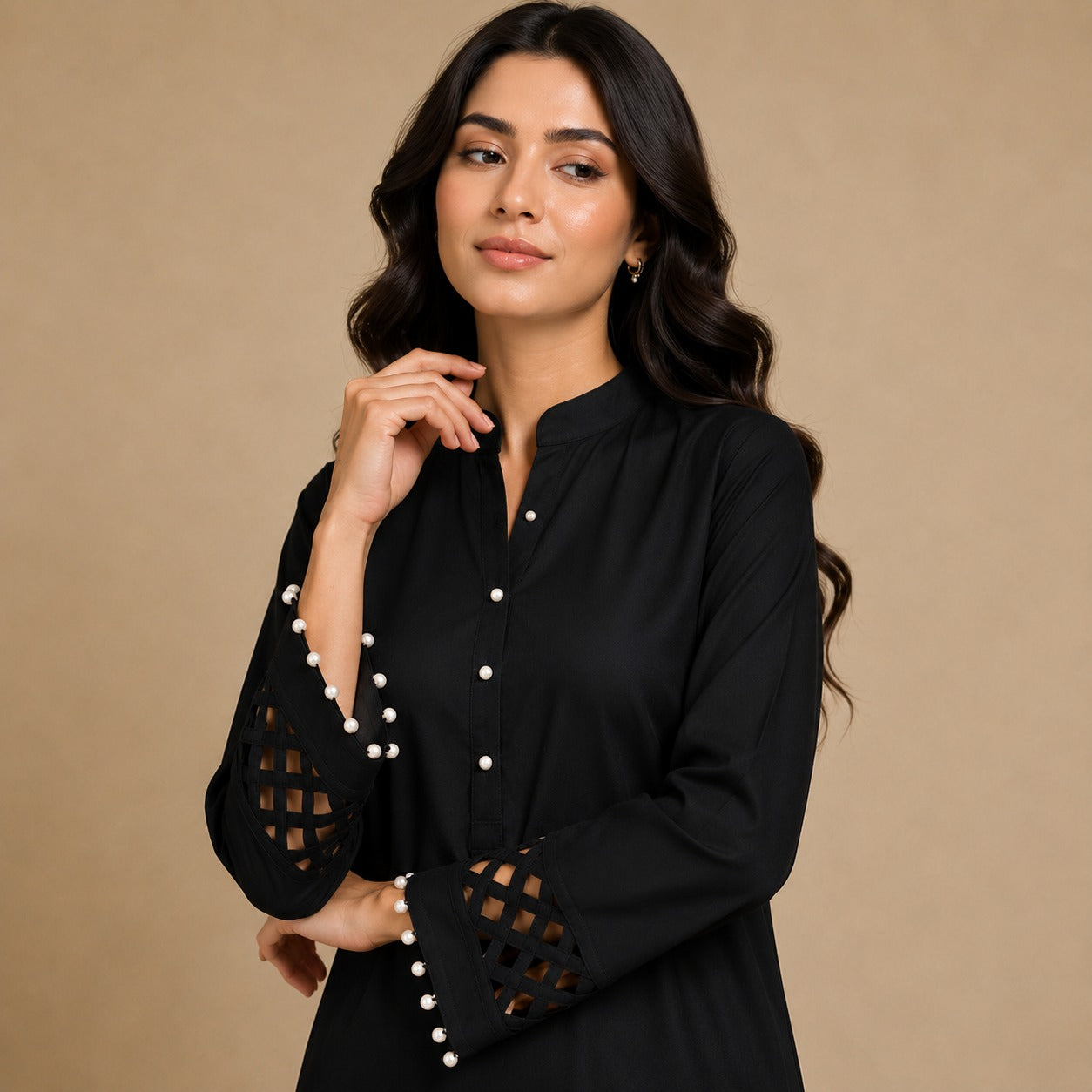 Midnight Lattice Kurta Set