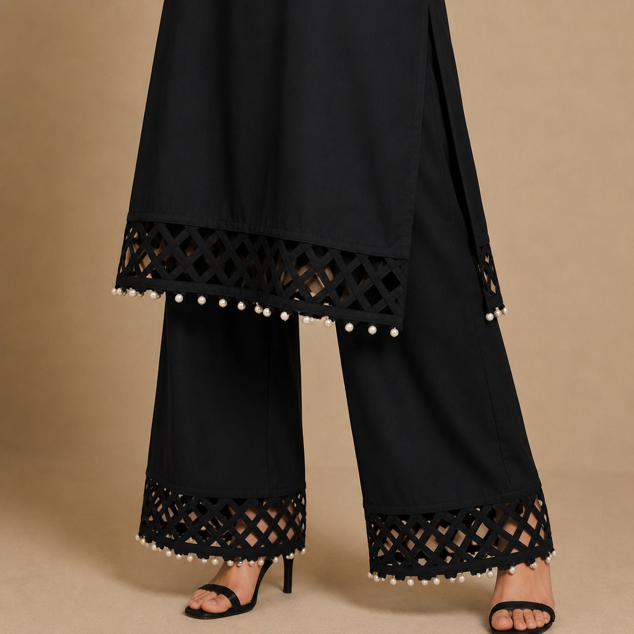 Midnight Lattice Kurta Set