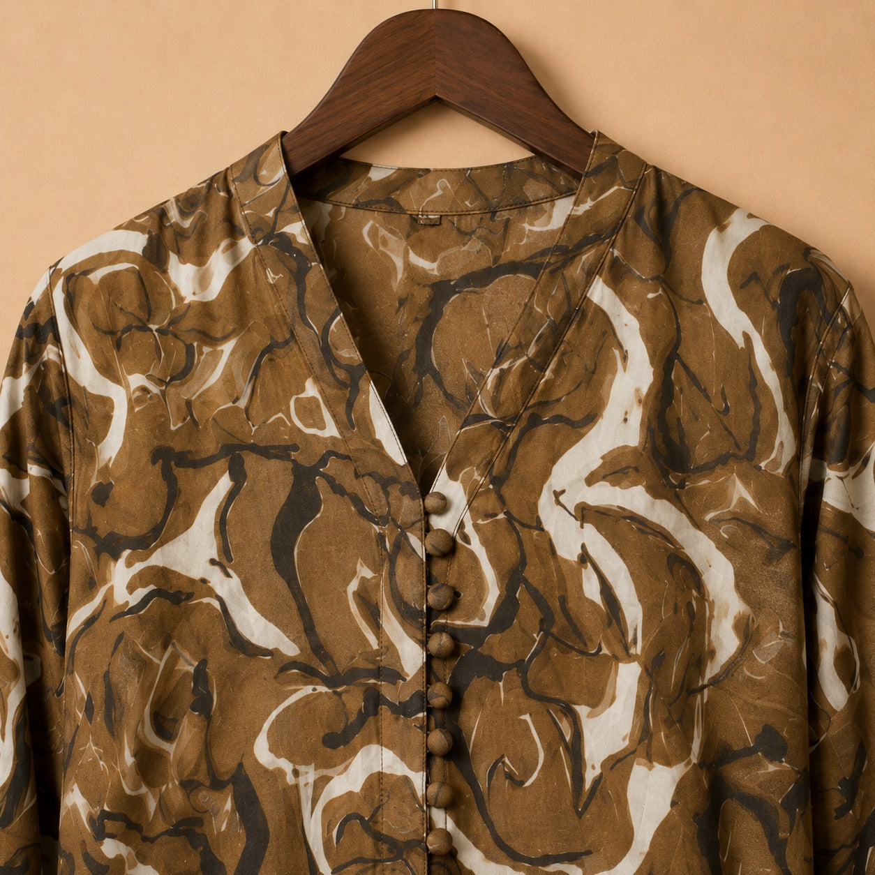 Mocha Marble Printed Kurta