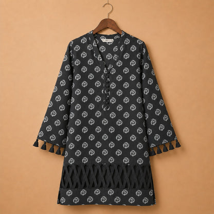 Midnight Swirl Printed Lawn Kurta