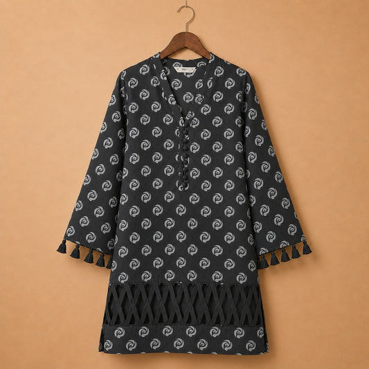 Midnight Swirl Printed Lawn Kurta