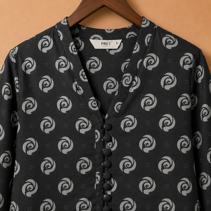 Midnight Swirl Printed Lawn Kurta