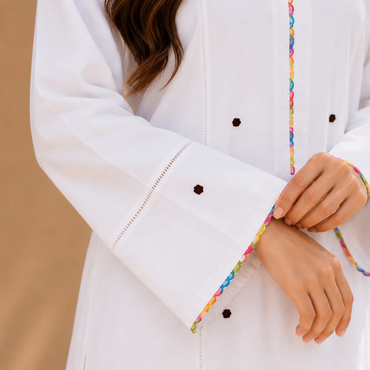 Ivory White Cotton Kurta with White Wide Leg Trousers