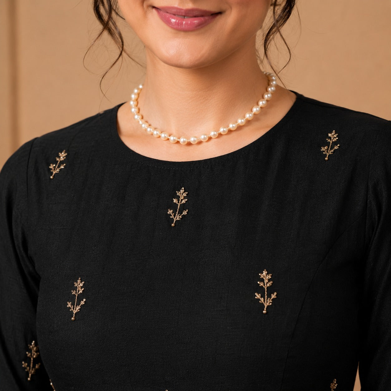 Midnight Noir Cape Sleeve Anarkali Gown Set