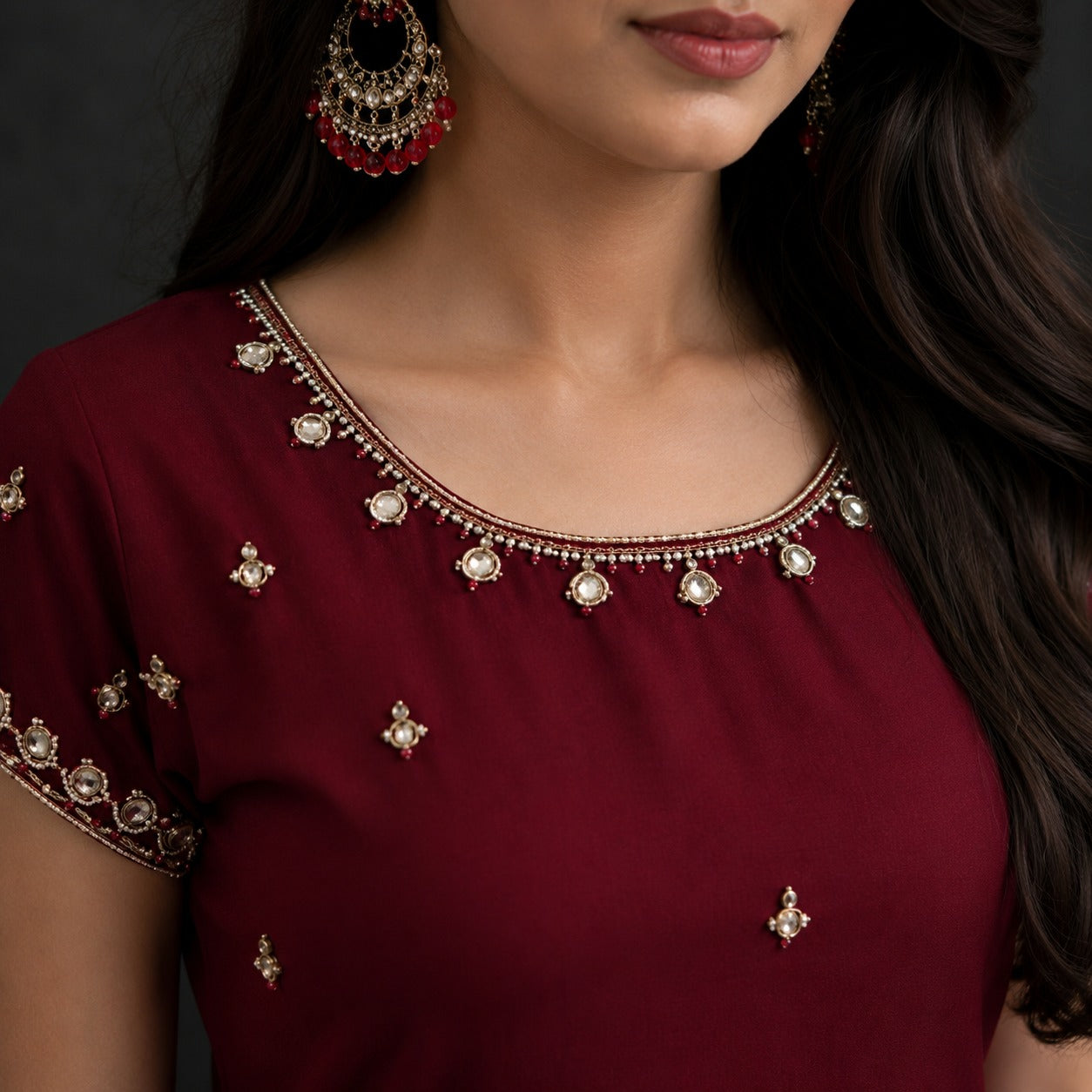 Regal Maroon Sharara Set