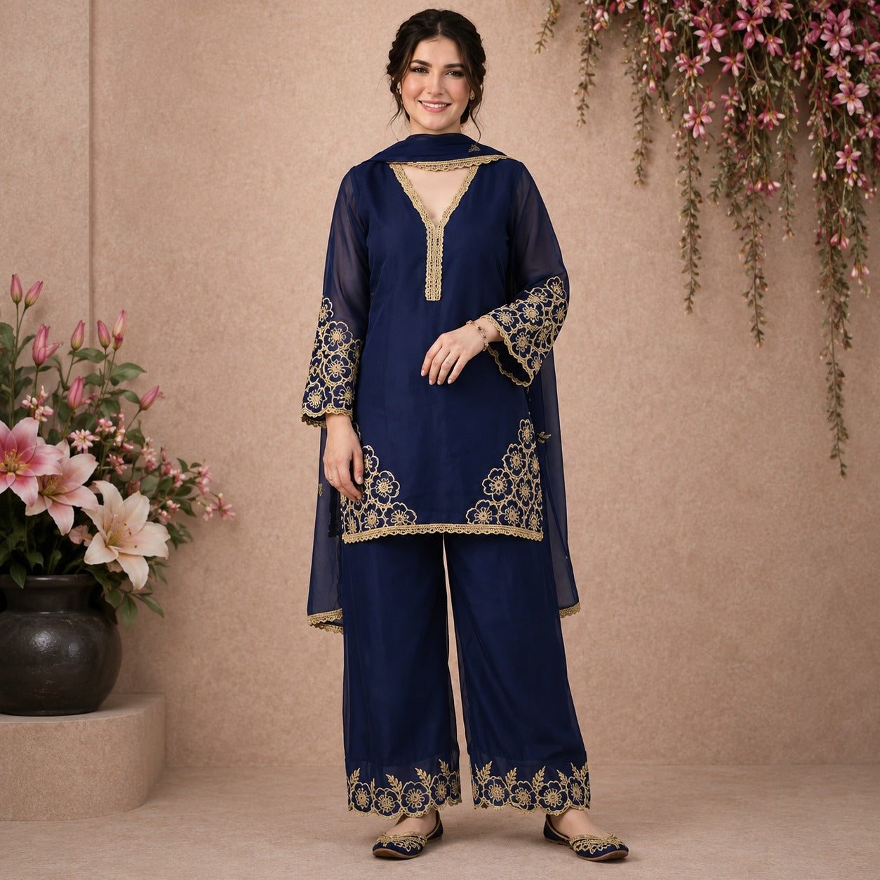 Midnight Azure Embroidered Co-ord Set