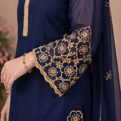 Midnight Azure Embroidered Co-ord Set