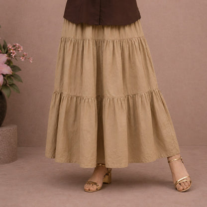 Earthy Blossom Tiered Maxi Skirt