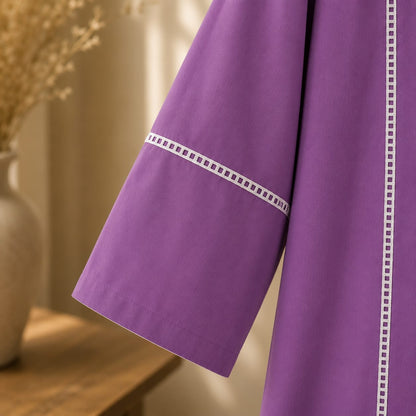 Lilac Premium Cotton Kurta with Contrast Lace Detail for Women | ZK Fitss