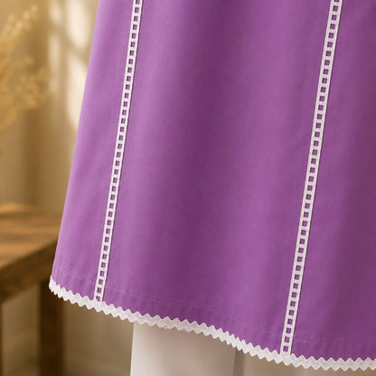 Lilac Premium Cotton Kurta with Contrast Lace Detail for Women | ZK Fitss