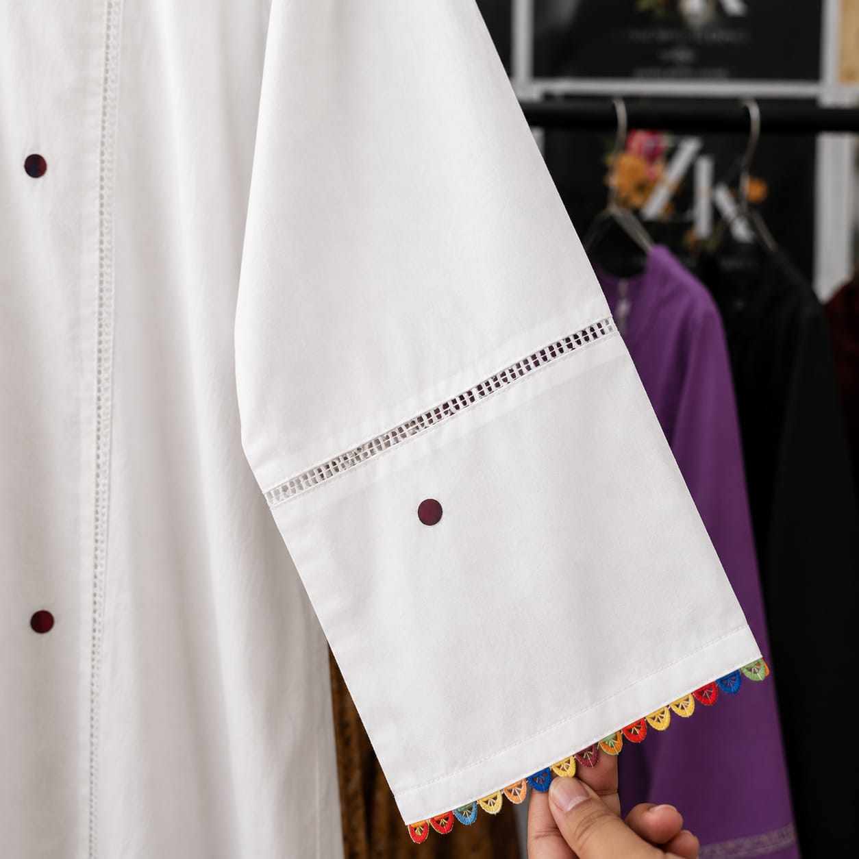 White Premium Cotton Kurta with Multicolor Lace Detail for Women | ZK Fitss