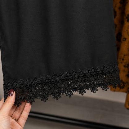 Black Premium Cotton Kurta with Tassel Neck Tie for Women | ZK Fitss