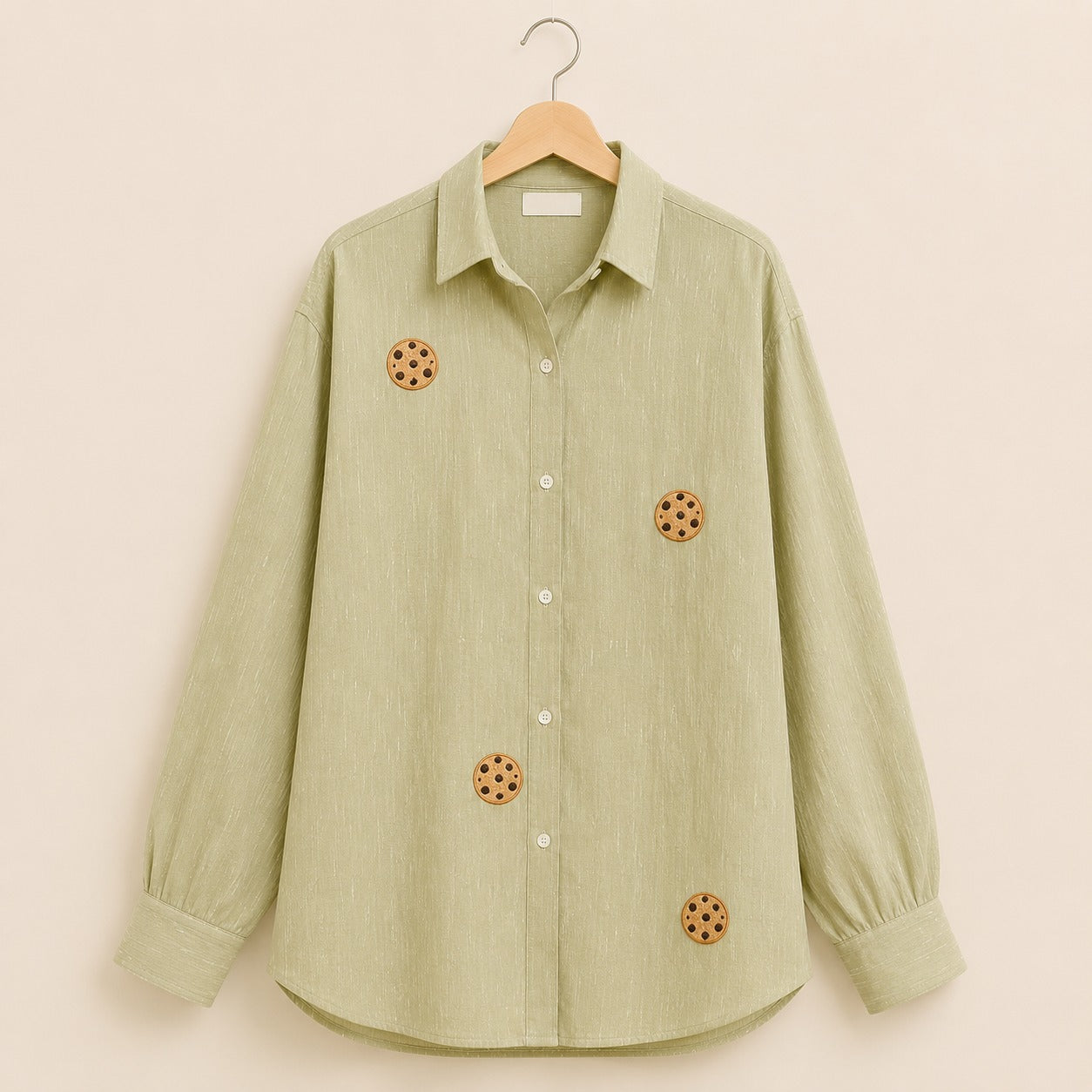 Pistachio Cookie Embroidered Cotton Shirt for Women | ZK Fitss