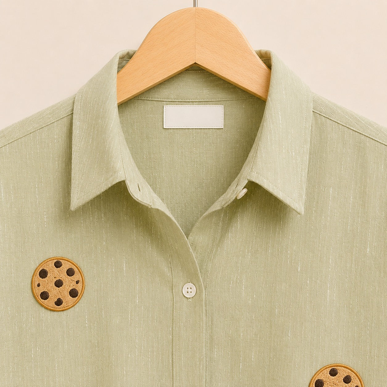 Pistachio Cookie Embroidered Cotton Shirt for Women | ZK Fitss