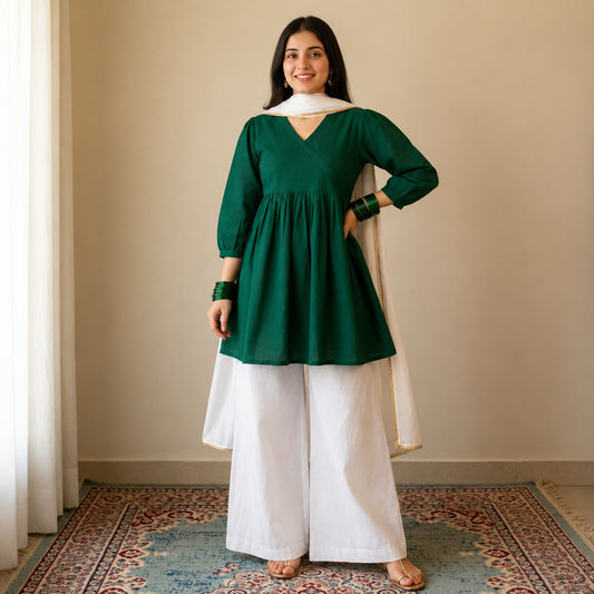 Pakistan Green 2 Piece Cotton Suit for Women | ZK Fitss
