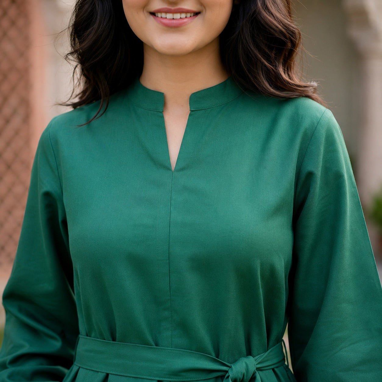Pakistan Green Belted 2 Piece Cotton Suit for Women | ZK Fitss